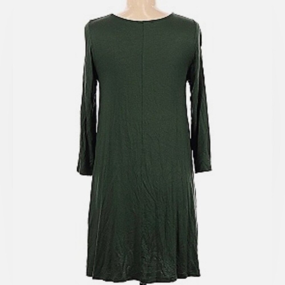 PIKO long sleeve olive green soft bamboo blend swing dress size medium - Picture 4 of 6